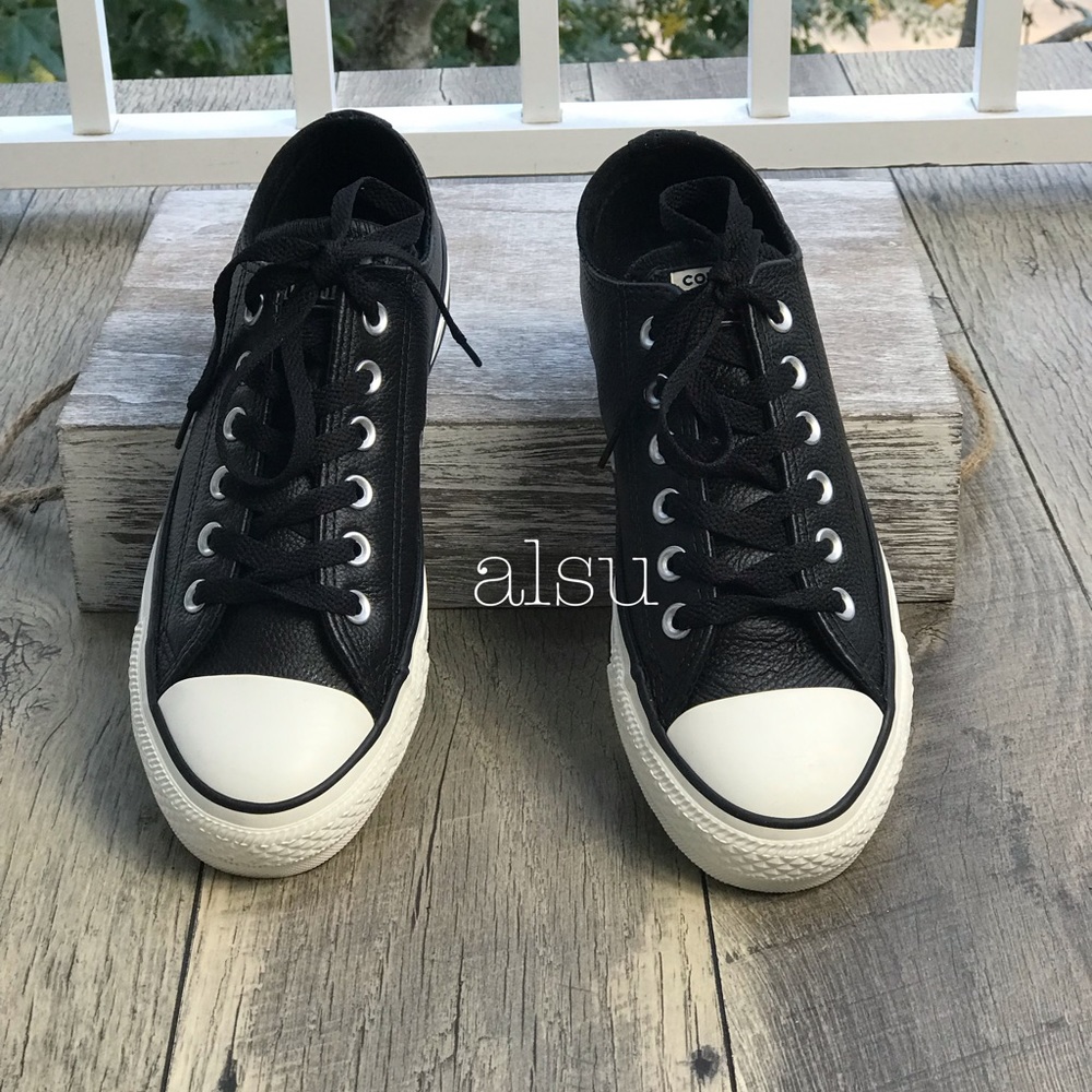 NWT Converse Ctas Ox Leather Black Egret W AUTHENT - Picture 3 of 8